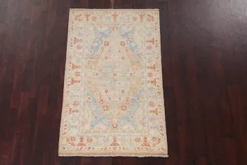 Vegetable Dye Handmade Oushak Turkish Wool Rug 3x5