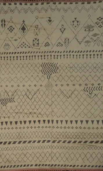 Artisanal Wool Moroccan Large Rug 12x19 with Authentic Tribal Aesthetics