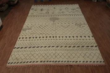 Artisanal Wool Moroccan Large Rug 12x19 with Authentic Tribal Aesthetics