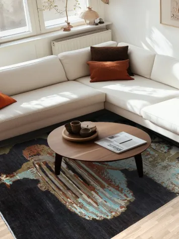 Modern Abstract Rug with Intriguing Geometric Patterns 6x8