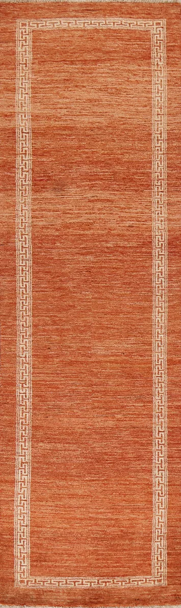 Orange Gabbeh Kashkoli Wool Runner Rug 3x9