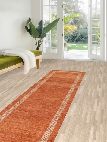 Orange Gabbeh Kashkoli Wool Runner Rug 3x9