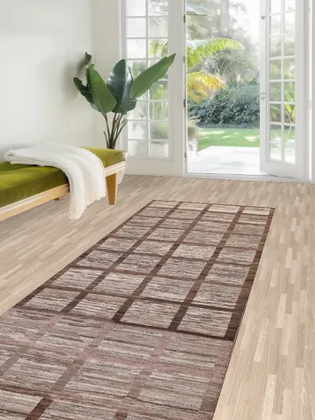 Checkered Gabbeh Kashkoli Wool Runner Rug 3x10