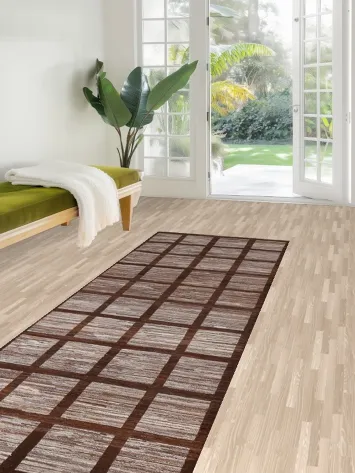 Checkered Gabbeh Kashkoli Wool Runner Rug 3x10