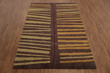 Tiger Print Plush Nepalese Wool Area Rug 6x9