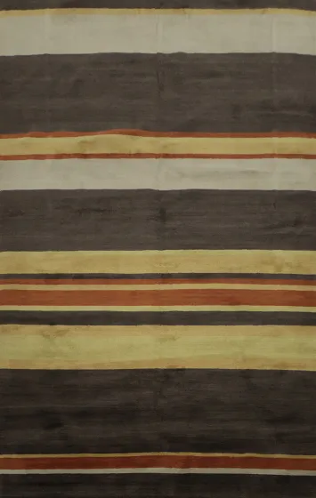 Contemporary Striped Nepalese Wool Area Rug 6x9