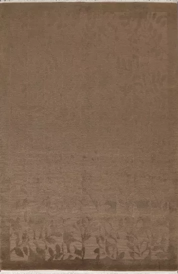 Vegetable Dye Brown Nepalese Wool Area Rug 6x9