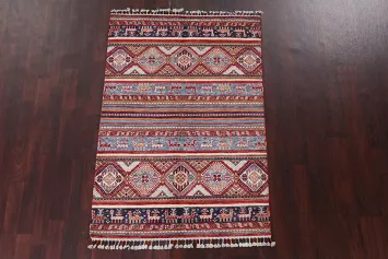 Vegetable Dye Tribal Kazak Handmade Wool Rug 3x5