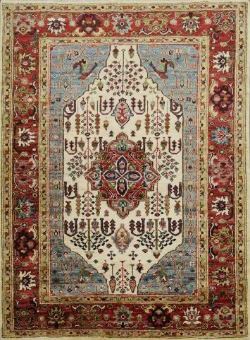 Vegetable Dye Ziegler Wool Area Rug 4x5