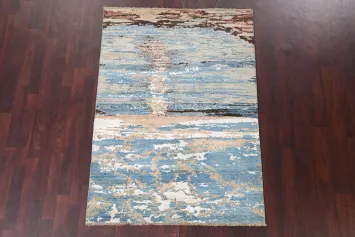 Vegetable Dye Abstract Wool Area Rug 4x6