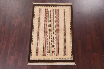 Handmade Gabbeh Kashkoli Wool Area Rug 4x5