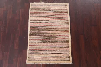 Striped Gabbeh Kashkoli Oriental Wool Rug 3x4