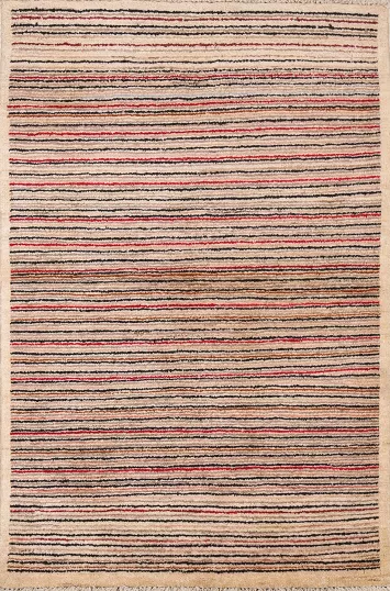 Striped Gabbeh Kashkoli Oriental Wool Rug 3x4