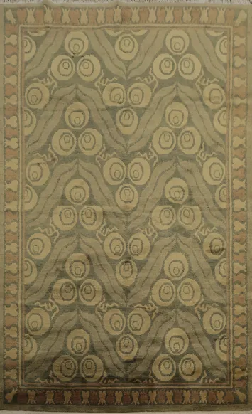 Elegant Circular Patterned Nepalese Wool Area Rug 6x10