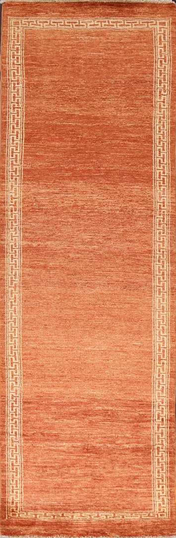 Orange Gabbeh Kashkoli Oriental Runner Rug 3x9