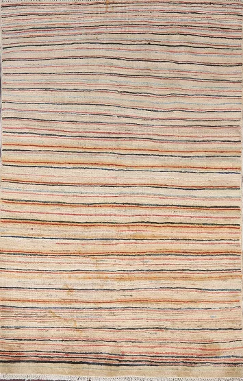 Striped Gabbeh Kashkoli Wool Area Rug 3x5