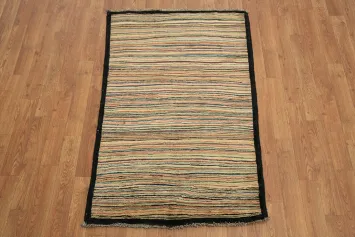 Multicolor Striped Gabbeh Kashkoli Rug with Earthy Tones 3x4
