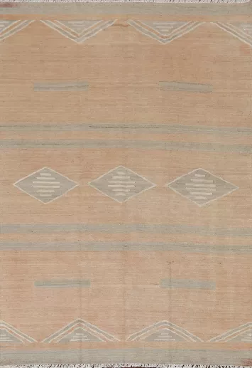 Natural Dye Geometric Kilim Wool Area Rug 5x6