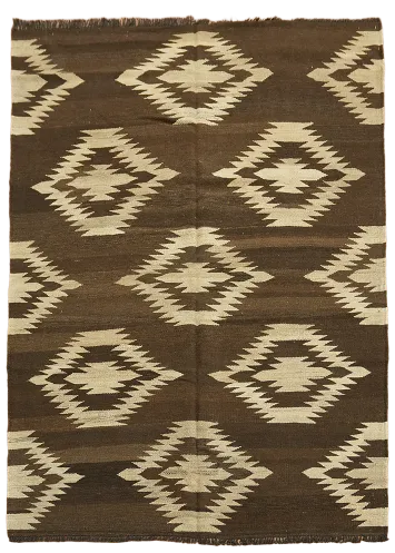 Natural Dye Geometric Kilim Oriental Area Rug 5x7