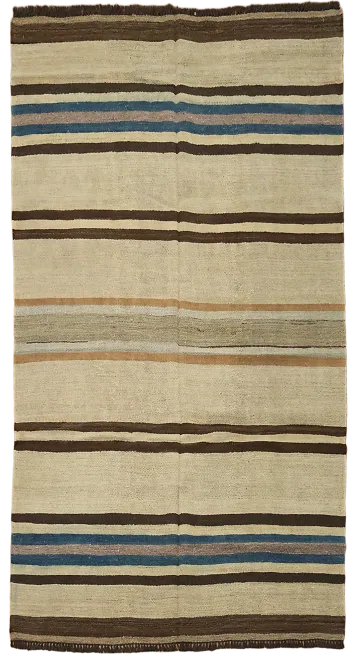 Natural Dye Earth-Tone Kilim Oriental Area Rug 5x6
