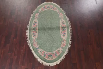 Vegetable Dye Art Deco Nichols Green Area Rug 4x7