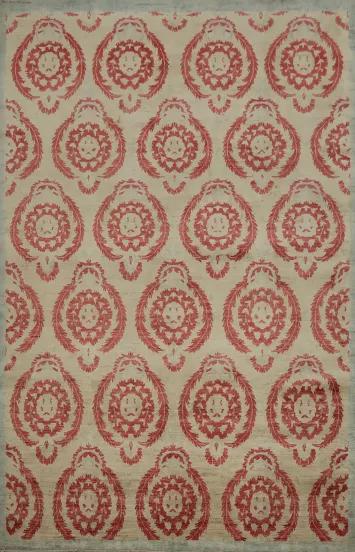 Handmade Wool Ziegler Beige/Red Area Rug 7x10