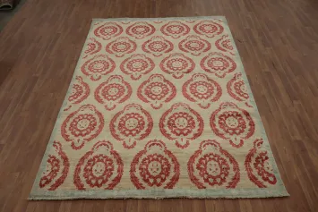 Handmade Wool Ziegler Beige/Red Area Rug 7x10