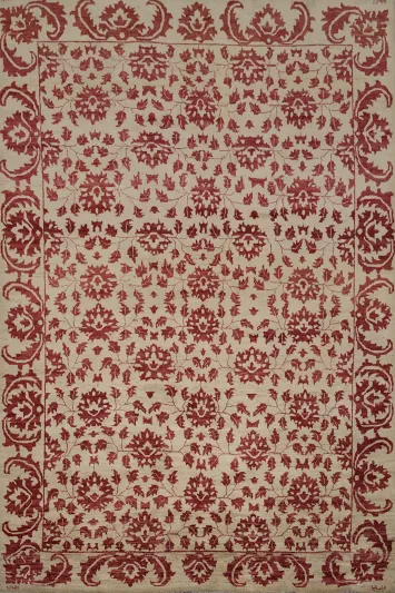 All-Over Floral Ziegler Beige/Red Area Rug 7x9