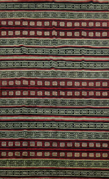 Elegant Striped Gabbeh Rug with Bold Geometric Patterns 7x10