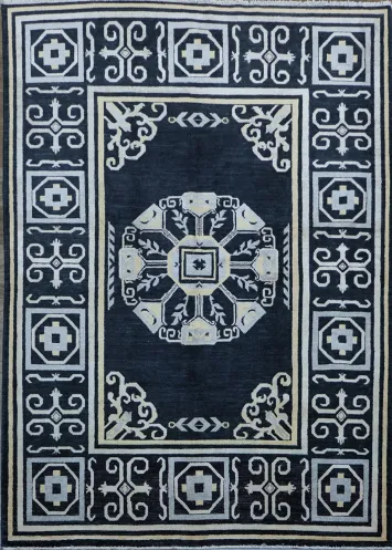 Vegetable Dye Handmade Khotan Wool Area Rug 5x8