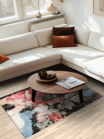 Vegetable Dye Abstract Wool Area Rug 4x6