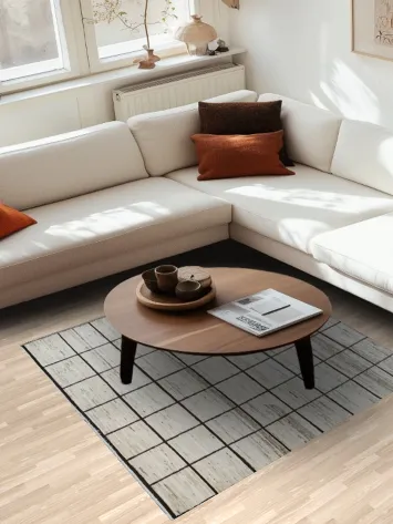 Checkered Gabbeh Kashkoli Square Area Rug 5x5