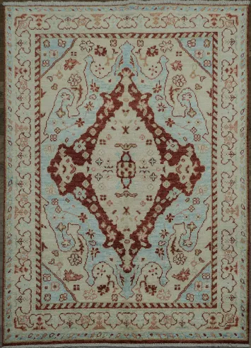 Vegetable Dye Oushak Turkish Area Rug 5x7