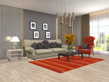 Vegetable Dye Wool Nepalese Striped Area Rug 5x8