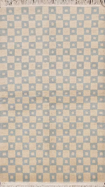 Checkered Nepalese Vegetable Dye Wool Rug 3x5