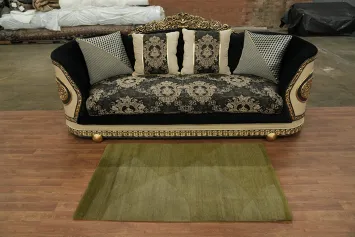 Modern Olive Green Nepalese Rug with Subtle Geometric Patterns 3x5 ft