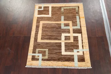 Geometric Gabbeh Kashkoli Wool Area Rug 4x5