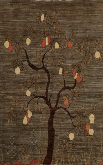 Elegant Tree of Life Rug with Earthy Tones and Vintage Appeal 7x10