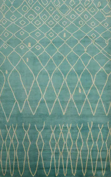 Aqua Moroccan Trellis Vegetable Dye Area Rug 6x10