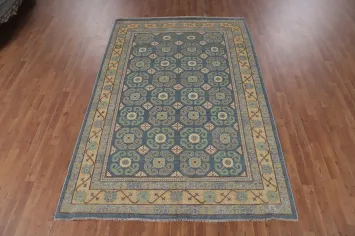 Vegetable Dye Blue Khotan Wool Area Rug 6x9