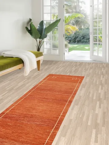 Orange Gabbeh Kashkoli Wool Runner Rug 2x8