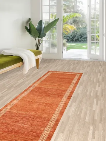 Orange Gabbeh Kashkoli Wool Runner Rug 3x9