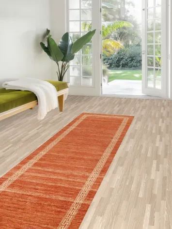 Orange Gabbeh Kashkoli Wool Runner Rug 2x9