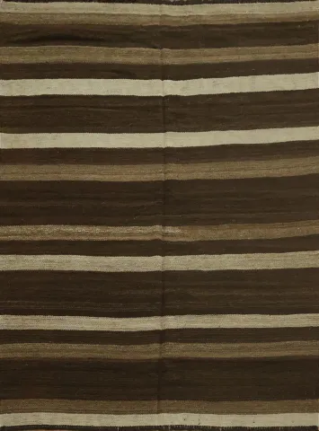 Natural Dye Kilim Flat-Weave Area Rug 5x6