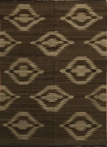 Natural Dye Brown Kilim Tribal Area Rug 5x6