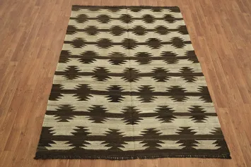 Natural Dye Kilim Wool Area Rug 5x7