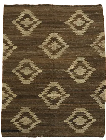 Brown Kilim Natural Dye Area Rug 5x7
