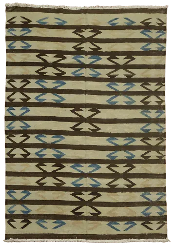 Natural Dye Tribal Kilim Wool Area Rug 5x7