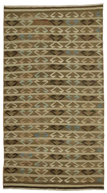 Natural Dye Kilim Wool Area Rug 6x10