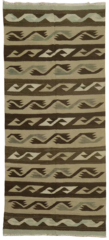 Natural Dye Kilim Flat-Weave Area Rug 5x10